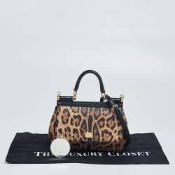 مملوكة مسبقًا حقيبة دولتشي أند غابانا ميس سيسيلي جلد مطبوع نقشة الفهد يد علوية صغيرة