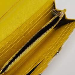 مملوكة مسبقًا Dolce & Gabbana Multicolor Lemon Print Leather Flap Continental Wallet