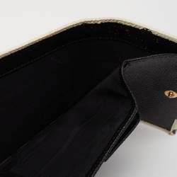 Dolce & Gabbana White/Black Polka Dot Print Leather Trifold Compact Wallet