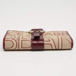 مملوكة مسبقًا Dolce & Gabbana Burgundy Monogram Fabric and Leather D Ring Trifold Wallet