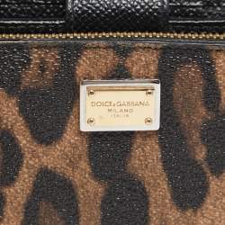 Pre Owned Dolce & Gabbana Brown/Black Leopard Print Coated Canvas Zip Compact Wallet