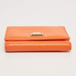 Pre Owned محفظة مضغوطة دولتشي أند غابانا جلد برتقالي ثلاثية الطي 