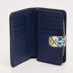 Pre Owned Dolce & Gabbana Multicolor Majolica Print Leather French Wallet