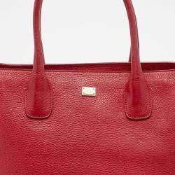 Dolce & Gabbana Red Leather Shopper Tote