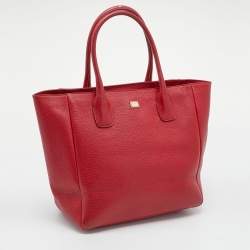 Dolce & Gabbana Red Leather Shopper Tote