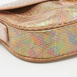 مملوكة مسبقًا Dolce & Gabbana Multicolor Holographic Snakeskin Flap Chain Clutch