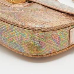 مملوكة مسبقًا Dolce & Gabbana Multicolor Holographic Snakeskin Flap Chain Clutch