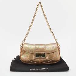 مملوكة مسبقًا Dolce & Gabbana Multicolor Holographic Snakeskin Flap Chain Clutch