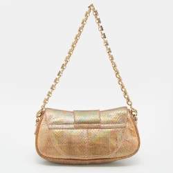 �مملوكة مسبقًا Dolce & Gabbana Multicolor Holographic Snakeskin Flap Chain Clutch