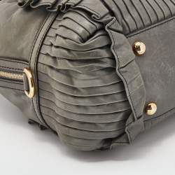 Dolce & Gabbana Grey Leather Miss Gin Ruffle Bowler Bag