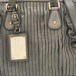 Dolce & Gabbana Grey Leather Miss Gin Ruffle Bowler Bag