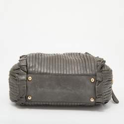 Dolce & Gabbana Grey Leather Miss Gin Ruffle Bowler Bag