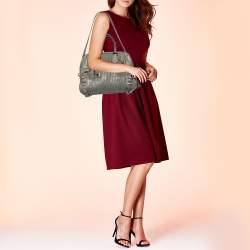 Dolce & Gabbana Grey Leather Miss Gin Ruffle Bowler Bag