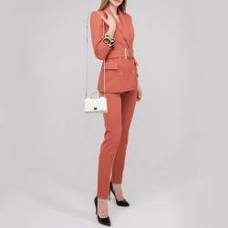 Pre Owned Dolce & Gabbana Off White Leather Miss Sicily Von Smartphone Bag