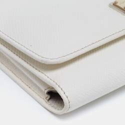 Pre Owned Dolce & Gabbana Off White Leather Miss Sicily Von Smartphone Bag