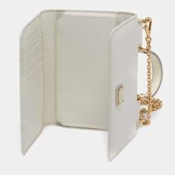 Pre Owned Dolce & Gabbana Off White Leather Miss Sicily Von Smartphone Bag