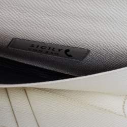 Pre Owned Dolce & Gabbana Off White Leather Miss Sicily Von Smartphone Bag