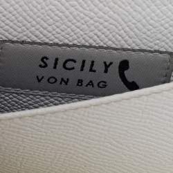 Pre Owned Dolce & Gabbana Off White Leather Miss Sicily Von Smartphone Bag