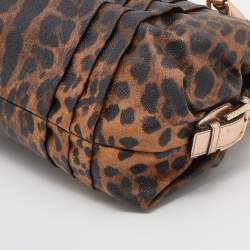 Pre Owned Dolce & Gabbana Brown/Rose Gold Leopard Print Coated Canvas and Leather Satchel
