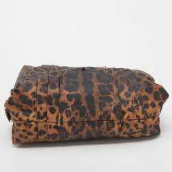 Pre Owned Dolce & Gabbana Brown/Rose Gold Leopard Print Coated Canvas and Leather Satchel