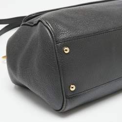 Pre Owned Dolce & Gabbana Grey Leather Large Miss Sicily Top Handle Bag