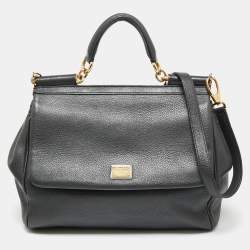 DOLCE & GABBANA Dauphine Large Miss Sicily Satchel Black 1214225