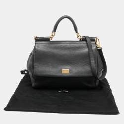 Pre Owned Dolce & Gabbana Grey Leather Large Miss Sicily Top Handle Bag