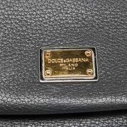 Pre Owned Dolce & Gabbana Grey Leather Large Miss Sicily Top Handle Bag