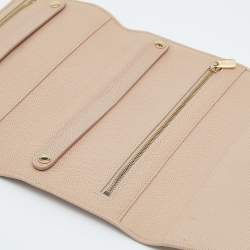 Pre Owned Dolce & Gabbana Beige Leather Long Trifold Wallet