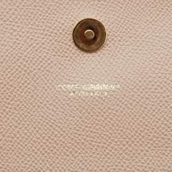 Pre Owned Dolce & Gabbana Beige Leather Long Trifold Wallet