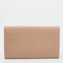 Pre Owned Dolce & Gabbana Beige Leather Long Trifold Wallet