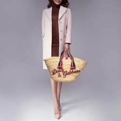 Pre Owned Dolce & Gabbana Multicolor Woven Straw and Lurex Fabric Kendra Basket Tote