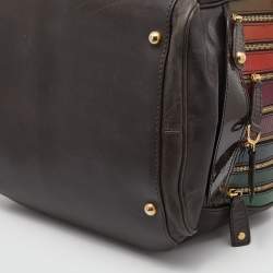 Pre Owned D&G Multicolor Leather And Patent Leather Lily Bowler Bag