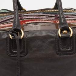Pre Owned D&G Multicolor Leather And Patent Leather Lily Bowler Bag