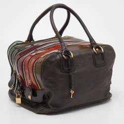 Pre Owned D&G Multicolor Leather And Patent Leather Lily Bowler Bag