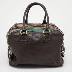Pre Owned D&G Multicolor Leather And Patent Leather Lily Bowler Bag