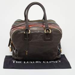 Pre Owned D&G Multicolor Leather And Patent Leather Lily Bowler Bag