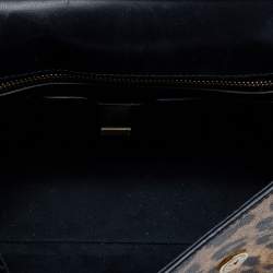 مملوكة مسبقًا Dolce & Gabbana Black/Beige Leopard Print Coated Canvas And Leather Medium Sicily Top Handle Bag