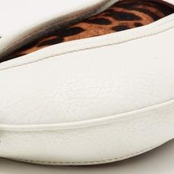 Pre Owned Dolce & Gabbana White/Brown Leopard Print Calf Hair and Leather Hobo