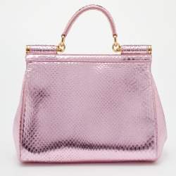 Pre Owned حقيبة دولتشي أند غابانا ميس سيسيلي جلد ثعبان ميتاليك يد علوية متوسطة