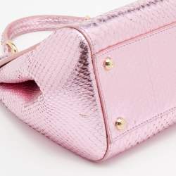 Pre Owned حقيبة دولتشي أند غابانا ميس سيسيلي جلد ثعبان ميتاليك يد علوية متوسطة