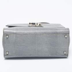 Pre Owned Dolce & Gabbana Light Blue  Lizard Embossed Leather Medium Miss Monica Top Handle Bag