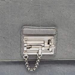 Pre Owned Dolce & Gabbana Light Blue  Lizard Embossed Leather Medium Miss Monica Top Handle Bag