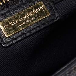 Pre Owned Dolce & Gabbana Black Leopard Print Coated Canvas and Leather Padlock Top Handle Bag