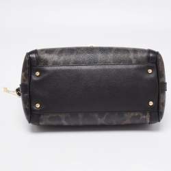 Pre Owned Dolce & Gabbana Black Leopard Print Coated Canvas and Leather Padlock Top Handle Bag