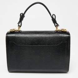 Pre Owned Dolce & Gabbana Black Iguana Embossed Leather Lucia Top Handle Bag