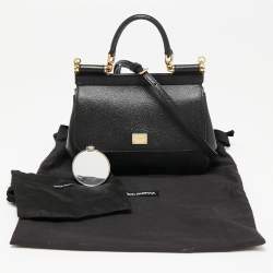 Pre Owned Dolce & Gabbana Black Leather Small Miss Sicily Top Handle Bag