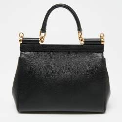 Pre Owned Dolce & Gabbana Black Leather Small Miss Sicily Top Handle Bag