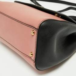 Pre Owned Dolce & Gabbana Black/Beige Leather Medium Miss Sicily Top Handle Bag