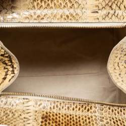 Pre Owned Dolce & Gabbana Cream Watersnake Leather Frame Satchel